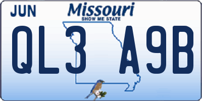 MO license plate QL3A9B