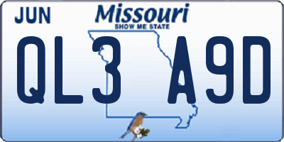 MO license plate QL3A9D