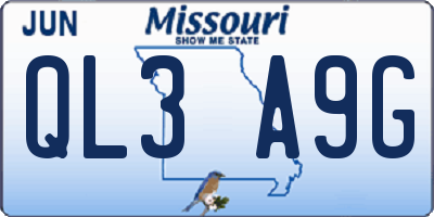 MO license plate QL3A9G