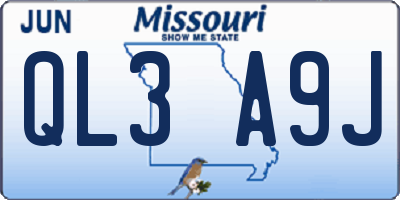 MO license plate QL3A9J