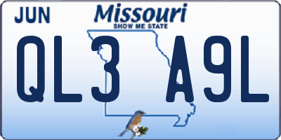 MO license plate QL3A9L
