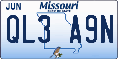 MO license plate QL3A9N