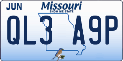 MO license plate QL3A9P