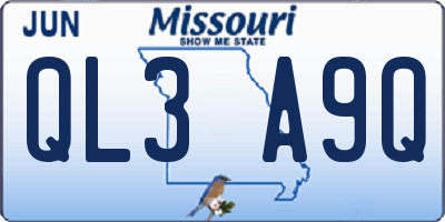 MO license plate QL3A9Q