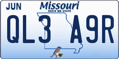 MO license plate QL3A9R