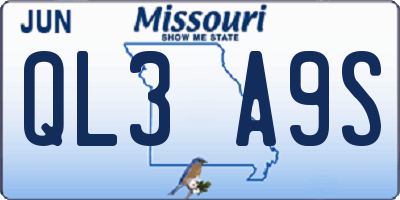 MO license plate QL3A9S