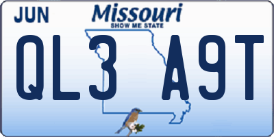 MO license plate QL3A9T