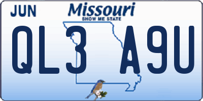 MO license plate QL3A9U