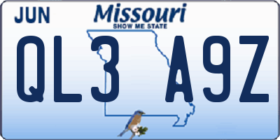MO license plate QL3A9Z