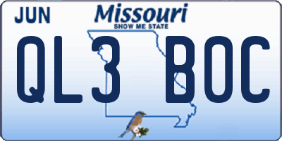 MO license plate QL3B0C