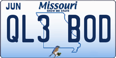 MO license plate QL3B0D