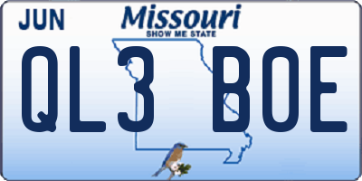 MO license plate QL3B0E
