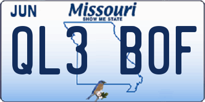 MO license plate QL3B0F