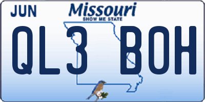 MO license plate QL3B0H