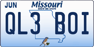MO license plate QL3B0I