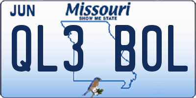MO license plate QL3B0L