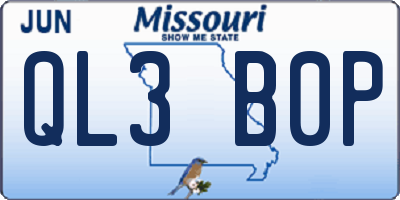 MO license plate QL3B0P