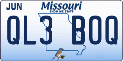 MO license plate QL3B0Q