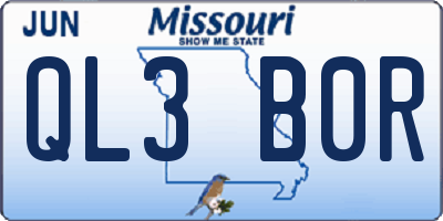 MO license plate QL3B0R