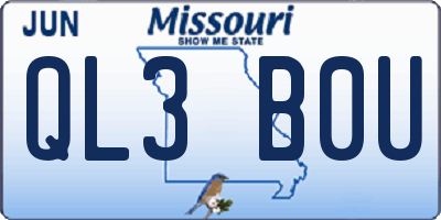 MO license plate QL3B0U