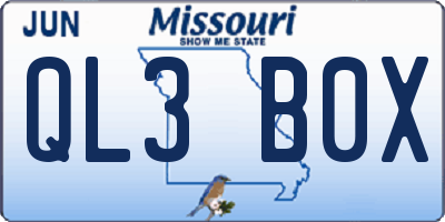 MO license plate QL3B0X