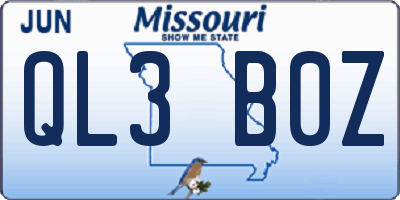MO license plate QL3B0Z
