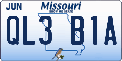 MO license plate QL3B1A