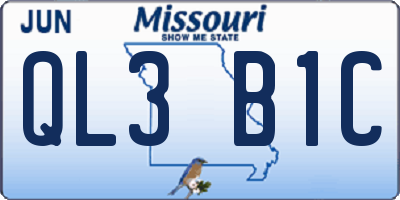 MO license plate QL3B1C