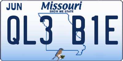 MO license plate QL3B1E