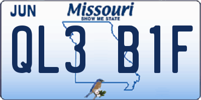 MO license plate QL3B1F