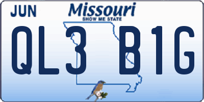 MO license plate QL3B1G
