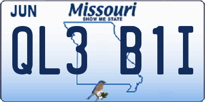 MO license plate QL3B1I