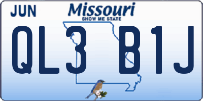 MO license plate QL3B1J