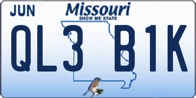 MO license plate QL3B1K