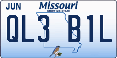 MO license plate QL3B1L
