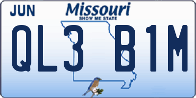 MO license plate QL3B1M