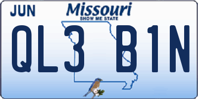 MO license plate QL3B1N