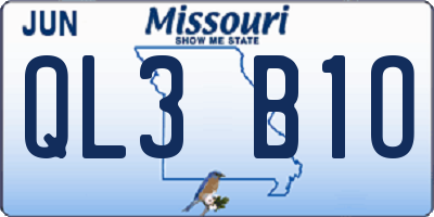 MO license plate QL3B1O