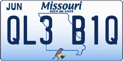 MO license plate QL3B1Q