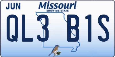 MO license plate QL3B1S