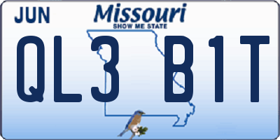 MO license plate QL3B1T