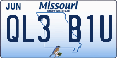 MO license plate QL3B1U
