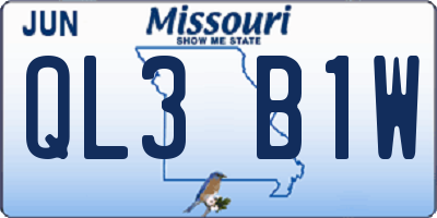 MO license plate QL3B1W