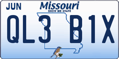 MO license plate QL3B1X