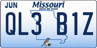 MO license plate QL3B1Z