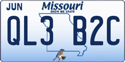 MO license plate QL3B2C