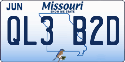 MO license plate QL3B2D