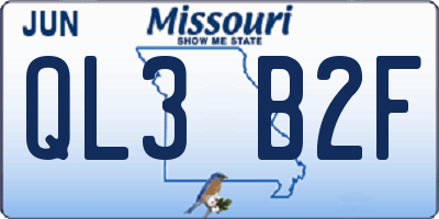 MO license plate QL3B2F