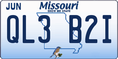 MO license plate QL3B2I