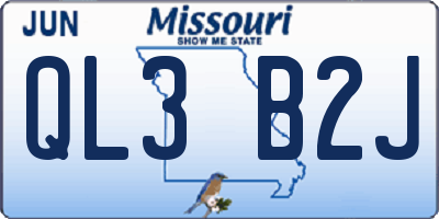 MO license plate QL3B2J